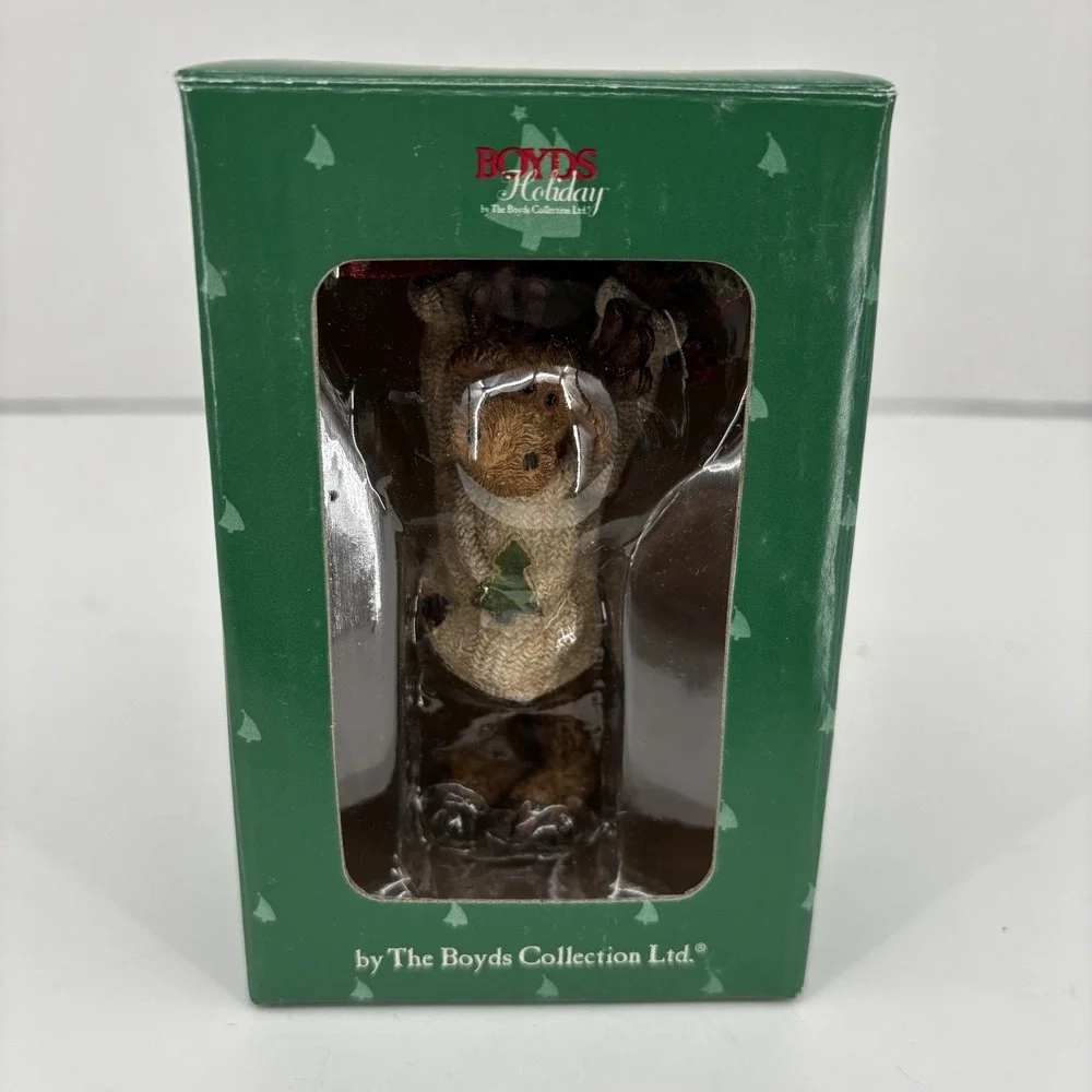 Boyds Dangle Moose Christmas Ornament Dangling Feet Tree Sweater Vintage 2004